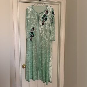 Teal Embroidered Moroccan Caftan